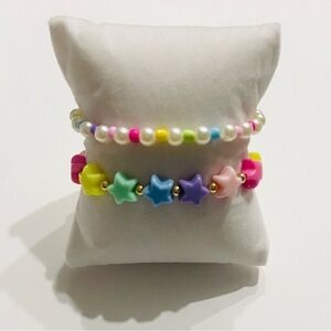 Pastel Star & Pearl Beaded Bracelet Stack